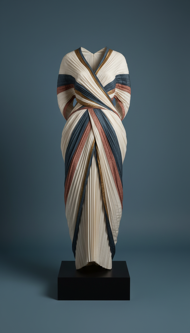 Porcelain Silk Architectural Drape Dress